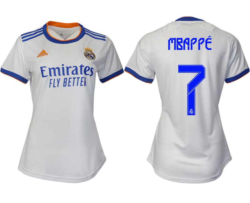 Women 2021-2022 Club Real Madrid home aaa version white #7 Soccer Jerseys1->women soccer jersey->Women Jersey